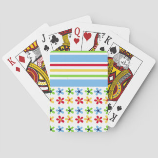 Colourful Flowers and Stripes Playing Cards