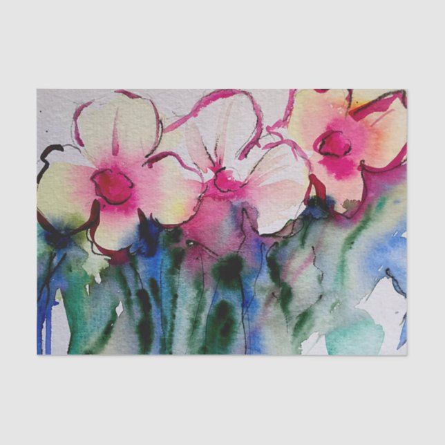 Colourful Flowers Art Tissue Paper (Front)