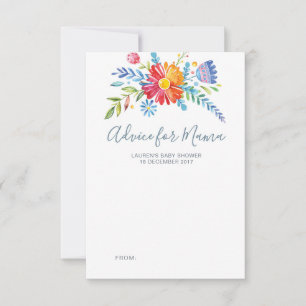 Colourful flowers Baby Shower Advice Cards