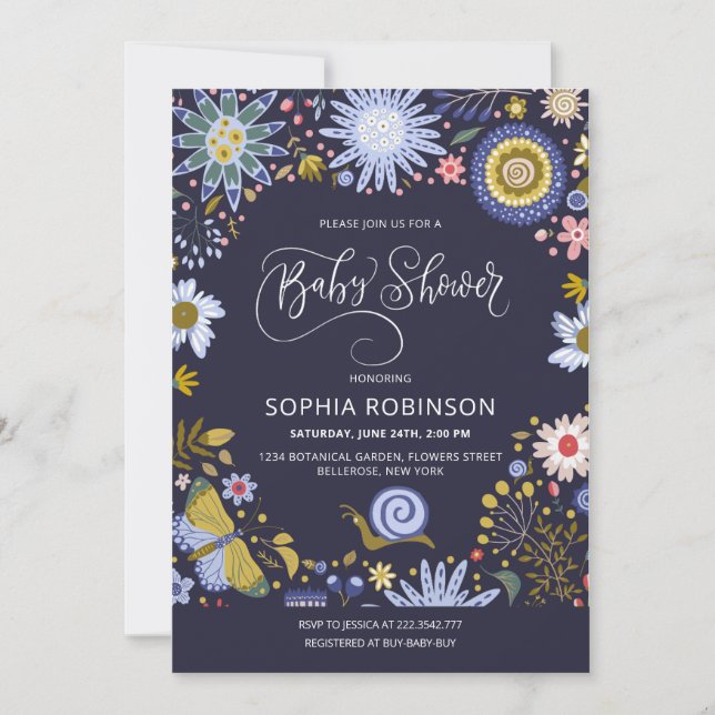 Colourful Flowers Baby Shower Invitation (Front)