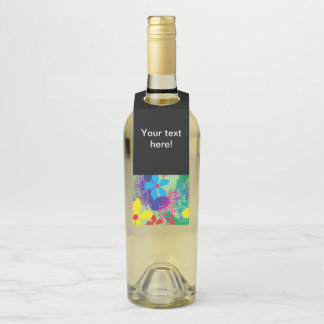 Colourful flowers background bottle tag