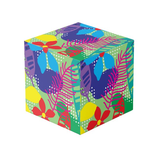 Colourful flowers background cube (Front Angled)