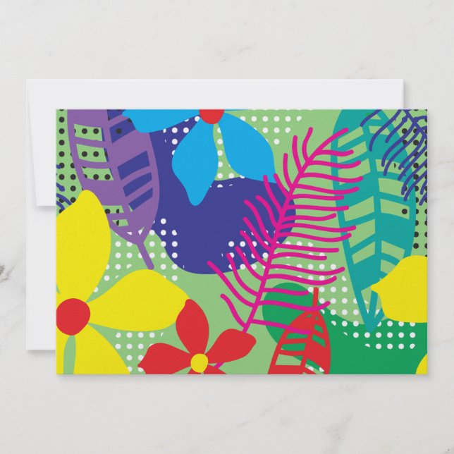 Colourful flowers background invitation (Front)