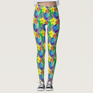 Colourful flowers background leggings