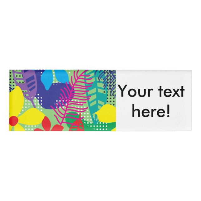 Colourful flowers background name tag (Front)