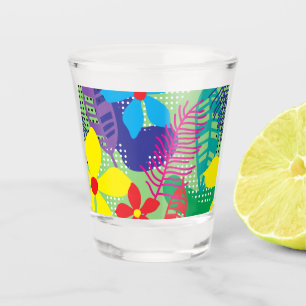 Colourful flowers background shot glass