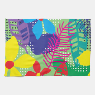 Colourful flowers background tea towel