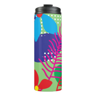 Colourful flowers background thermal tumbler
