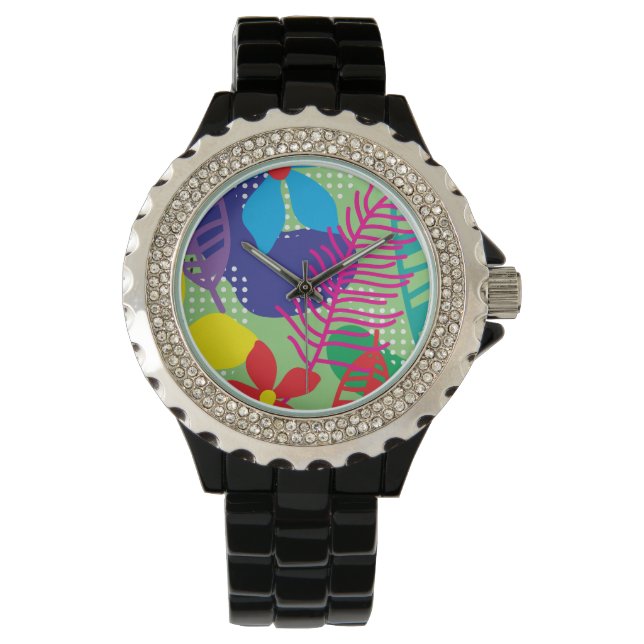 Colourful flowers background watch (Front)