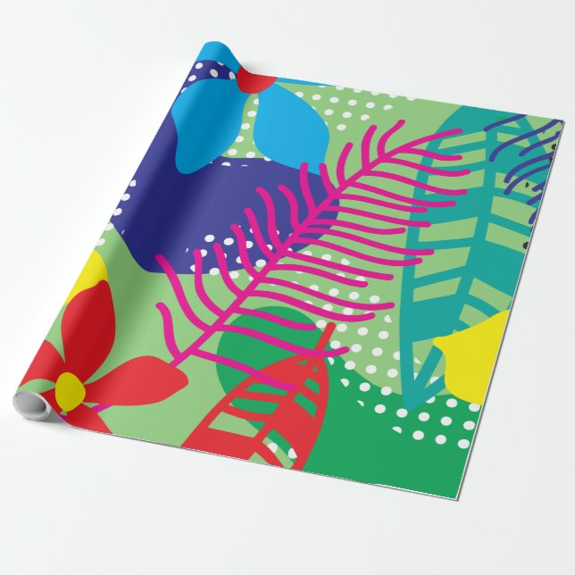 Colourful flowers background wrapping paper (Unrolled)