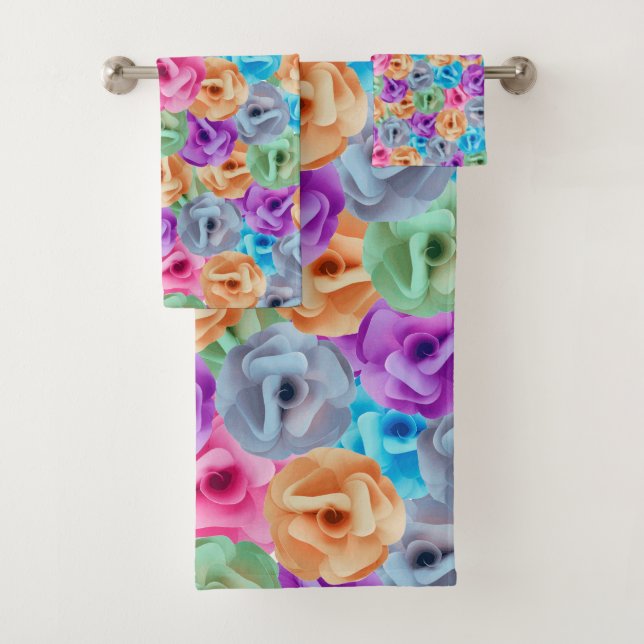 colourful flowers bath towel set (Insitu)