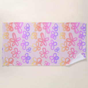 Colourful flowers beach towel