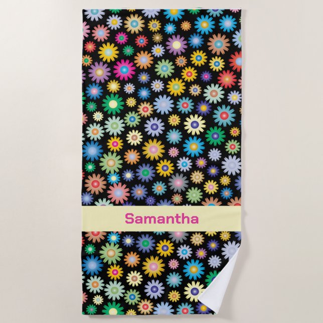 Colourful flowers beach towel (Front)