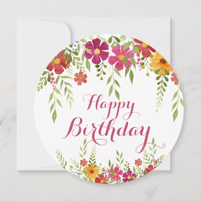 Colourful Flowers Birthday Card (Front)
