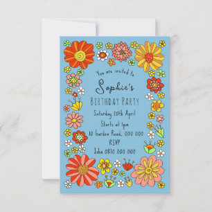 Colourful Flowers Birthday Invitation