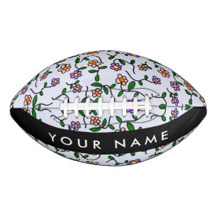 Colourful Flowers, Blue Background, Black Football