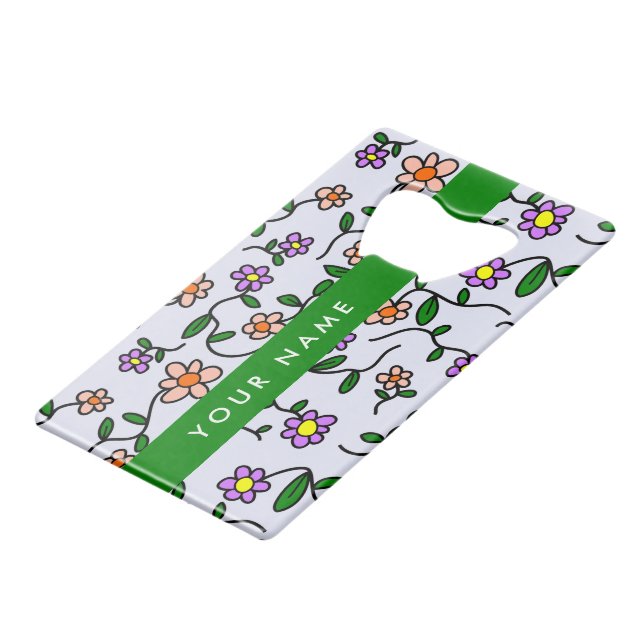 Colourful Flowers, Blue Background, Green (Front Angled)