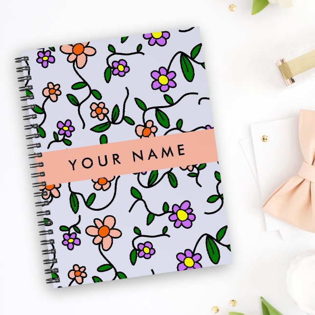 Colourful Flowers, Blue Background, Orange Planner (Creator Uploaded)