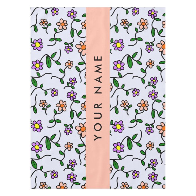 Colourful Flowers, Blue Background, Orange Tablecloth (Front)