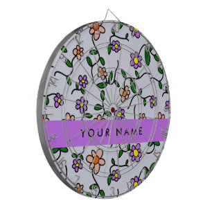 Colourful Flowers, Blue Background, Purple Dartboard