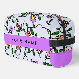 Colourful Flowers, Blue Background, Purple Dopp Kit