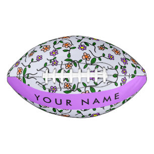 Colourful Flowers, Blue Background, Purple Football