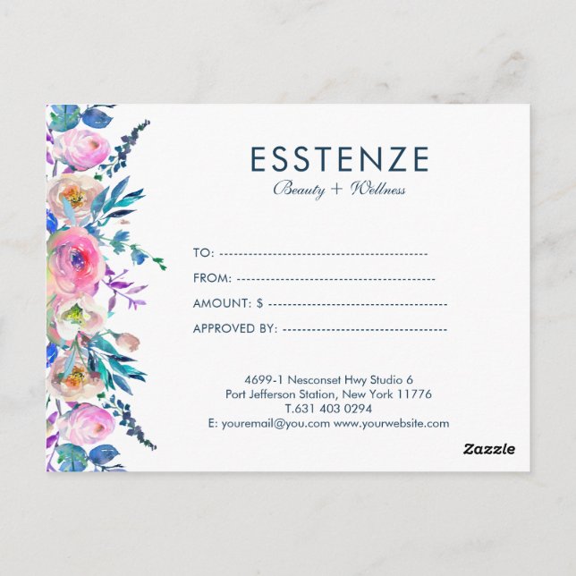 Colourful Flowers Border Border Gift Certificate Postcard (Back)