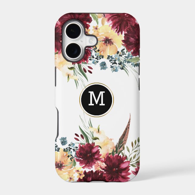 Colourful  Flowers Border Monogram (Back)