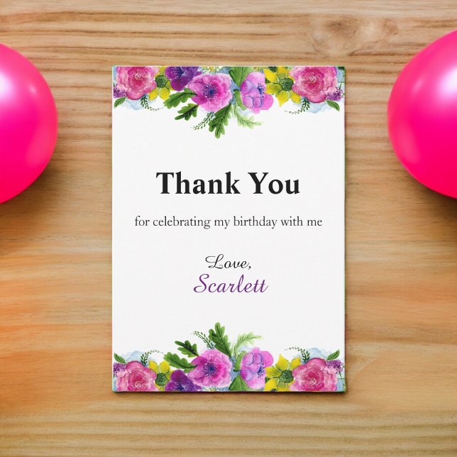 Colourful Flowers Botanical Summer Floral Birthday Thank You Card (Creator Uploaded)