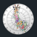 Colourful Flowers Bouquet Giraffe Dart Board<br><div class="desc">Colourful Flowers Bouquet Giraffe Dartboards- Drawing Modern Sweet Romantic Floral Animal Collection By MIGNED</div>
