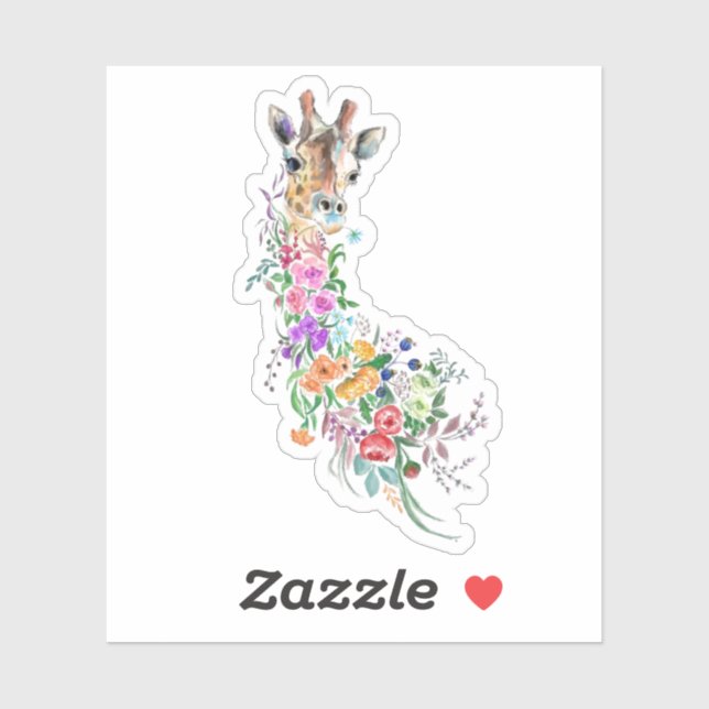 Colourful Flowers Bouquet Giraffe - Drawing Modern (Sheet)