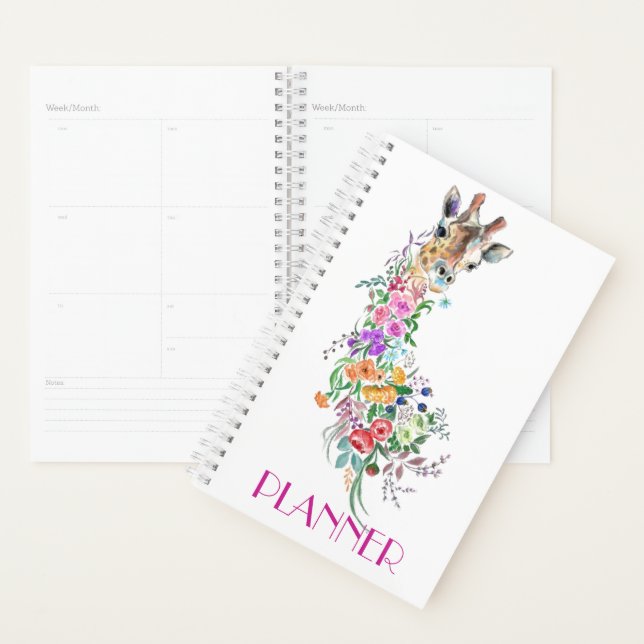 Colourful Flowers Bouquet Giraffe - Drawing Modern Planner (Display)