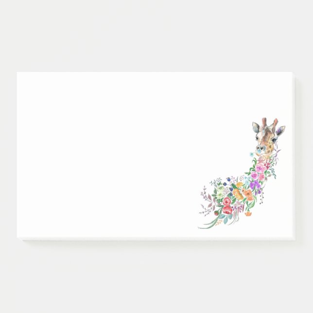 Colourful Flowers Bouquet Giraffe - Drawing Modern Post-it Notes (Front)