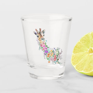 Colourful Flowers Bouquet Giraffe - Drawing Modern Shot Glass