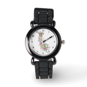 Colourful Flowers Bouquet Giraffe Watch Gift
