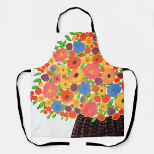Colourful Flowers Bouquet in a Black Boho Vase Apron