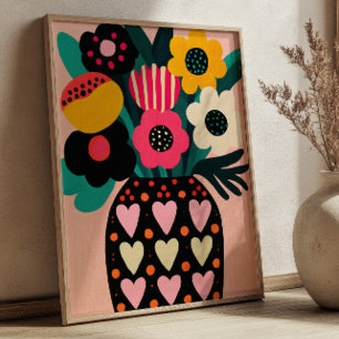 Colourful Flowers Bouquet Maximalist Floral Art  Poster