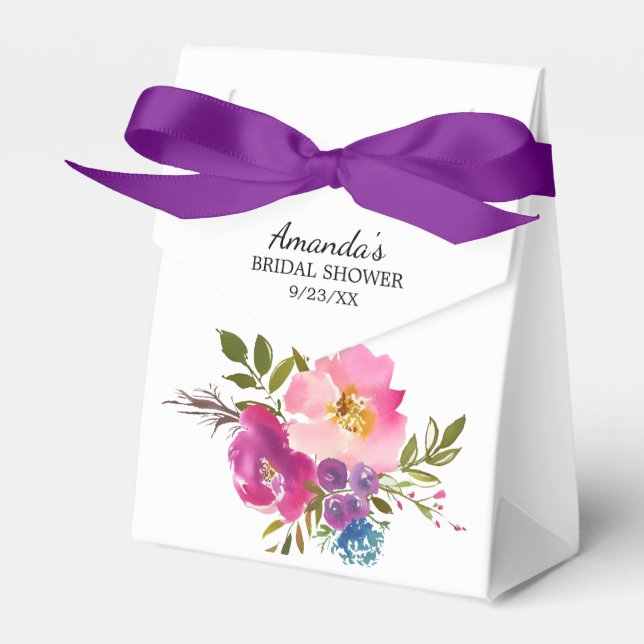 Colourful Flowers Bridal  Shower Favour Box (Front Side)