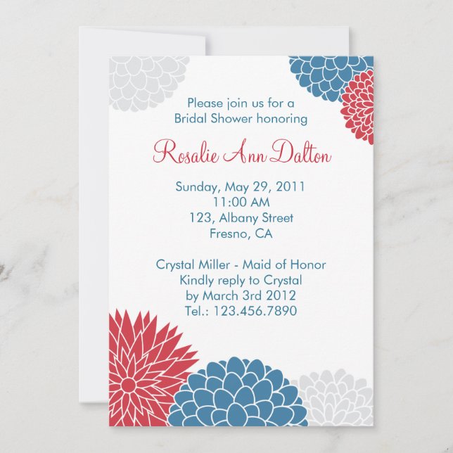 Colourful Flowers Bridal Shower Invitation (Front)