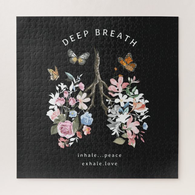 Colourful flowers, butterflies, lungs illustration jigsaw puzzle (Vertical)