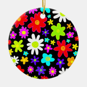 Colourful Flowers Ceramic Tree Decoration