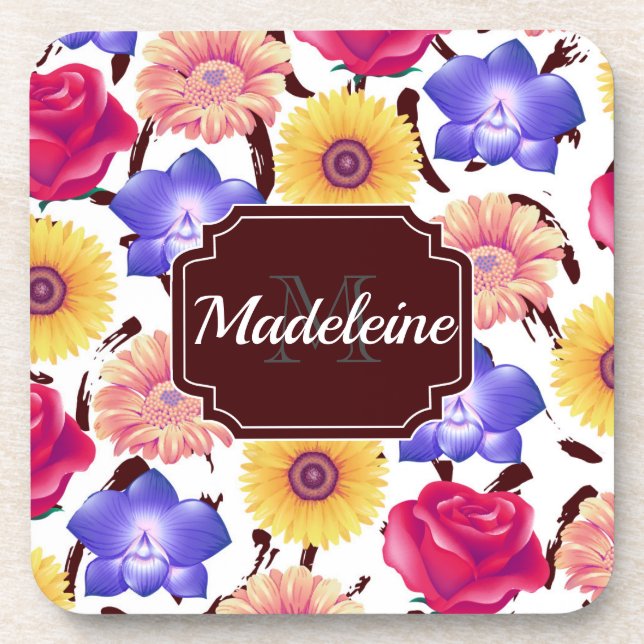 Colourful Flowers Coaster (Front)