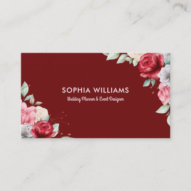 Colourful flowers corner accents business card (Front)