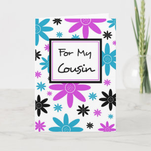 Colourful Flowers Cousin Thank You Flower Girl Car Card
