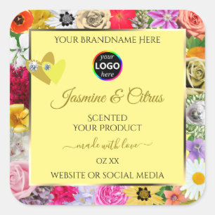 Colourful Flowers Cream Product Labels Hearts Logo