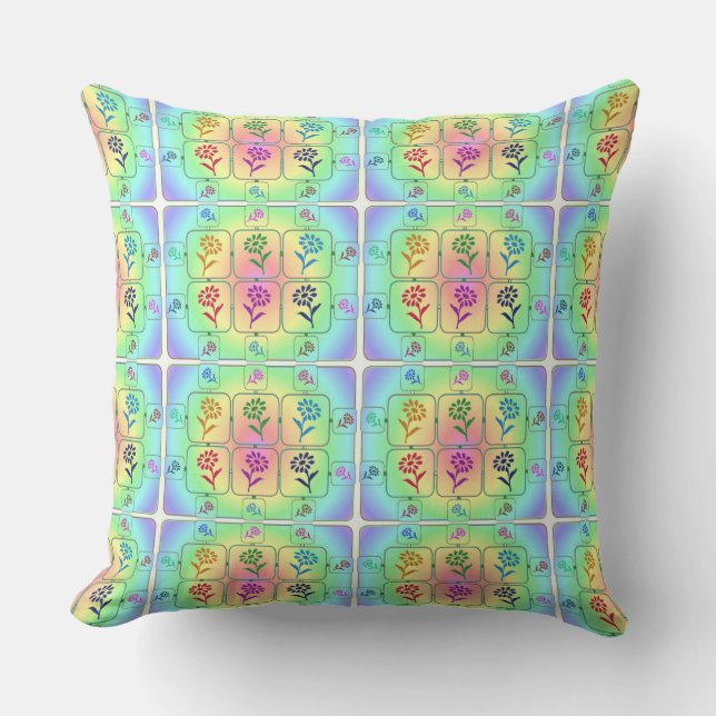 Colourful Flowers Cushion (Front)