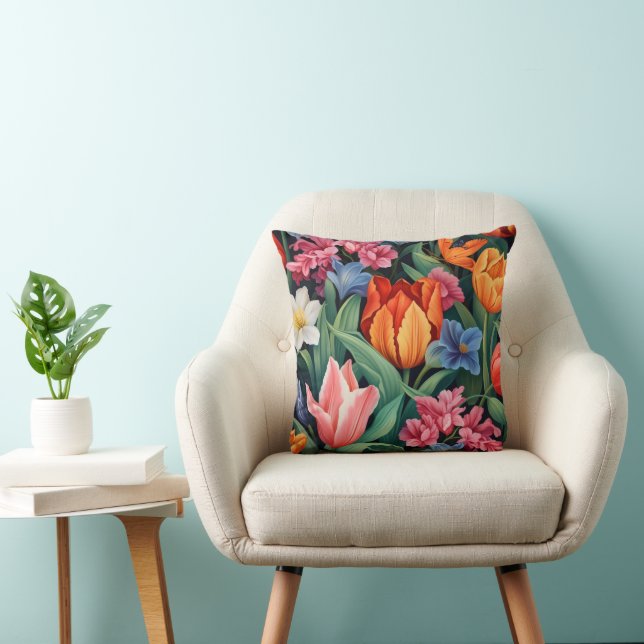 Colourful Flowers  Cushion (Chair)