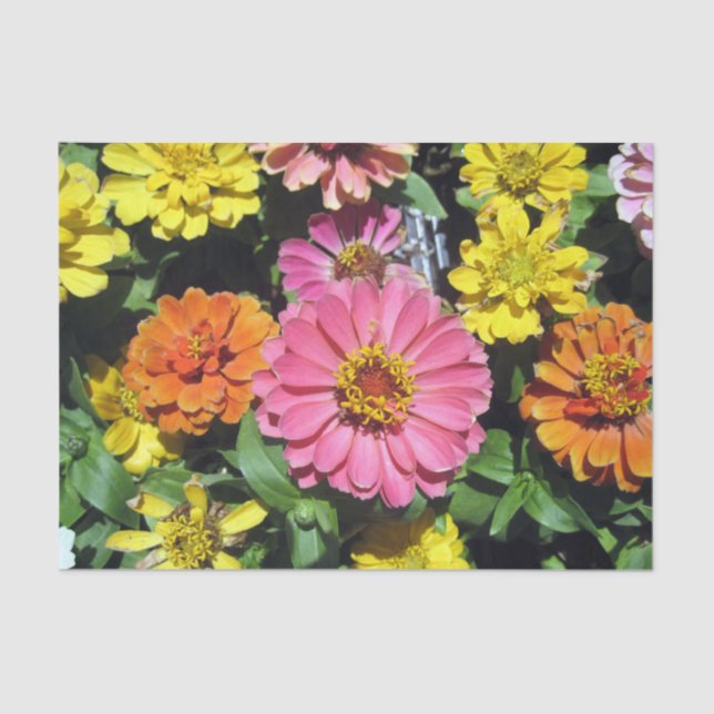 Colourful Flowers Custom 10lb Tissue Paper, White Paper (Front)