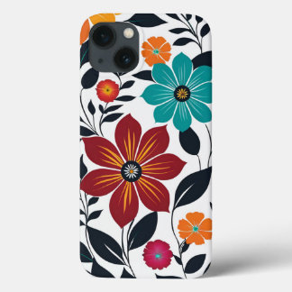 Colourful Flowers Cute Spring Floral Art Pattern iPhone 13 Case