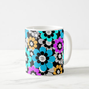 Colourful flowers daisies Blue Turquoise Purple Coffee Mug